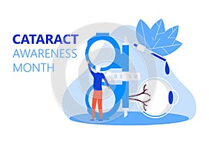 Cataract awareness month is celebrated in June. Glaucoma disease and nephropathy problems. Ophthalmologist concept photo