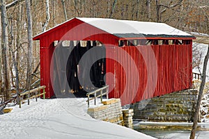 Cataract Covered Bridge and Snow