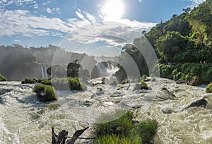 Cataratas waterfalls view from the bottom with some rocks photo