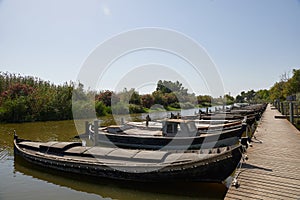 Catarroja traditional fishing boats port (pier) in the Valencia Albufera natural park