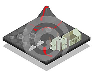 Catastrophe concept banner, isometric style