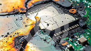 Catastrophic Electronic Component Failure on Circuit Board