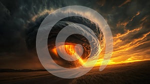 Catastrophic Firestorm Producing a Fiery Tornado with a Swirling Fiery Core photo
