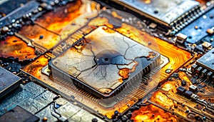 Catastrophic Hardware Failure - Burnt Computer Chip