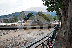 catastrophic storm in the city,Volos, Greece ,September 30, 2023.climate change .Krafsidonas torrent ,flood from bad weather