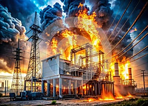 Catastrophic Transformer Explosion at Power Plant HighVoltage Insulator Failure Leads to Devastating Fire and Damage