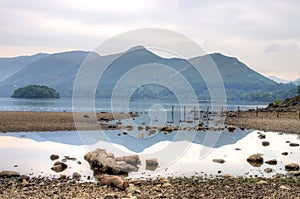 Catbells reflected in Derwentwater Lake District UK Cumbria