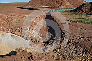 Catch basin for water on the construction site