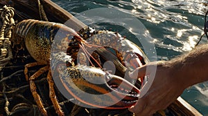 Catch of the Day: Fresh Lobster in Fisherman's Hand photo