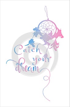 Catch Your Dream Dreamcatcher In Blue Pink Gradient