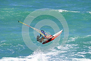 Catching Air Windsurfing on Oahu Hawaii