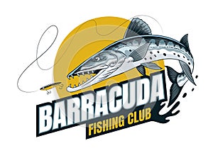 Catching Barracuda Fish T-Shirt Design in Vintage Style