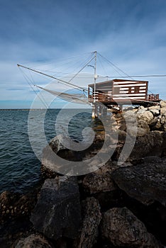 Catching fish on the Adriatic coast in Italy