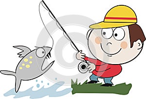 Catching fish cartoon