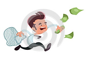 Catching money businessman illustration cartoon character