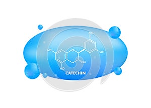 Catechin formula. Icon with green catechin formula photo