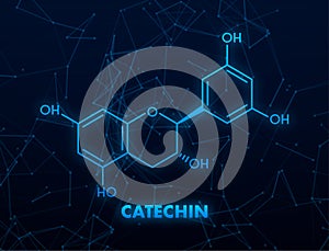 Catechin formula. Icon with green catechin formula photo