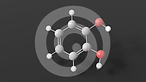 catechol molecular structure, ortho isomer, ball and stick 3d model, structural chemical formula with colored atoms photo