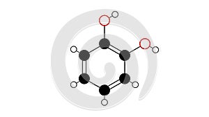 catechol molecule, structural chemical formula, ball-and-stick model, isolated image ortho isomer