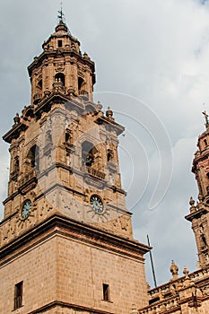 Catedral de Morelia - Construction of the church building, using local pink stone, Mexico -december, 2019