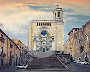 Catedral de Santa Maria Gerona, front view photo