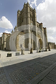 Catedral de Ã¯Â¿Â½vila Ã¯Â¿Â½ Ã¯Â¿Â½vila Cathedra, Cathedral of Avila, the oldest Gothic church in Spain in the old Castilian Spanish villa