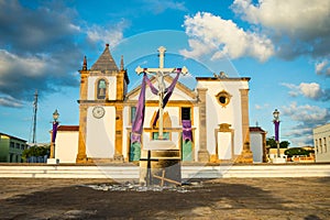 Catedral Nossa Senhora Da VitÃ³ria Cathedral of Our Lady of Victory - the oldest church in Oeiras, Brazil decorated for Easter