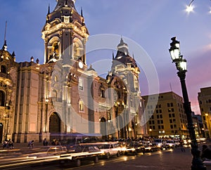 Catedral on plaza de armas plaza mayor lima peru photo