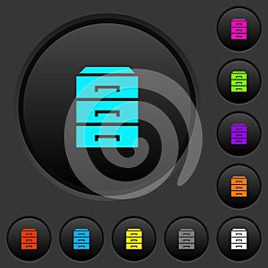 Categorize dark push buttons with color icons photo