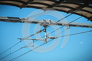 Catenary on a background of blue sky