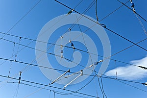 Catenary with blue sky
