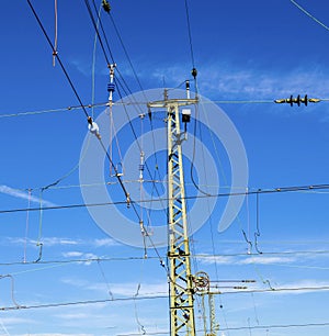 Catenary with blue sky