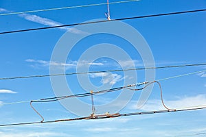 Catenary with blue sky