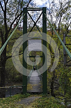 Catenary bridge over river Iskar in the autumn, Iskar defile, Lakatnik