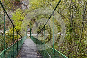 Catenary bridge over river Iskar in the autumn, Iskar defile, Lakatnik photo