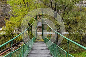 Catenary bridge over river Iskar in the autumn, Iskar defile, Lakatnik photo