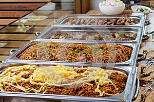 Catering Buffet Asian Food Dish with Meat