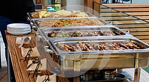 Catering Buffet Asian Food Dish with Meat