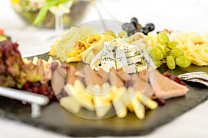 Catering buffet cheese plate with pate