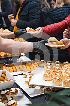 Catering buffet table with a delicious traditional Sicilian meal