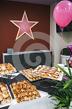 Catering buffet table with a delicious traditional Sicilian meal