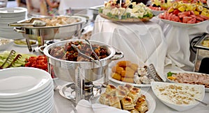 catering food, cuisine, gourmet party concept
