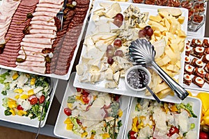 Catering food. Snacks on a banquet table