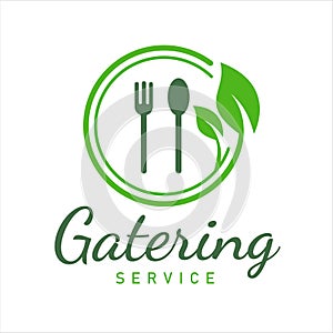 Catering Logo design template with Fork,Spoon, Healthy food plate