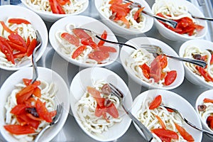 Catering, a lot of cold snacks on buffet table