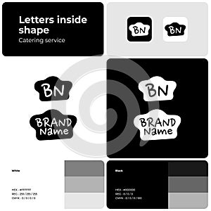 Catering service branding monochrome template with logo photo