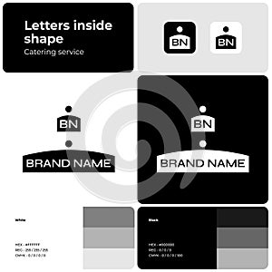 Catering service branding monochrome template with logo photo