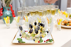 Catering service food and champagne