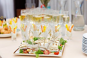 Catering service food and champagne
