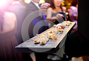 Catering service. Modern food or appetizer for events and celebrations.